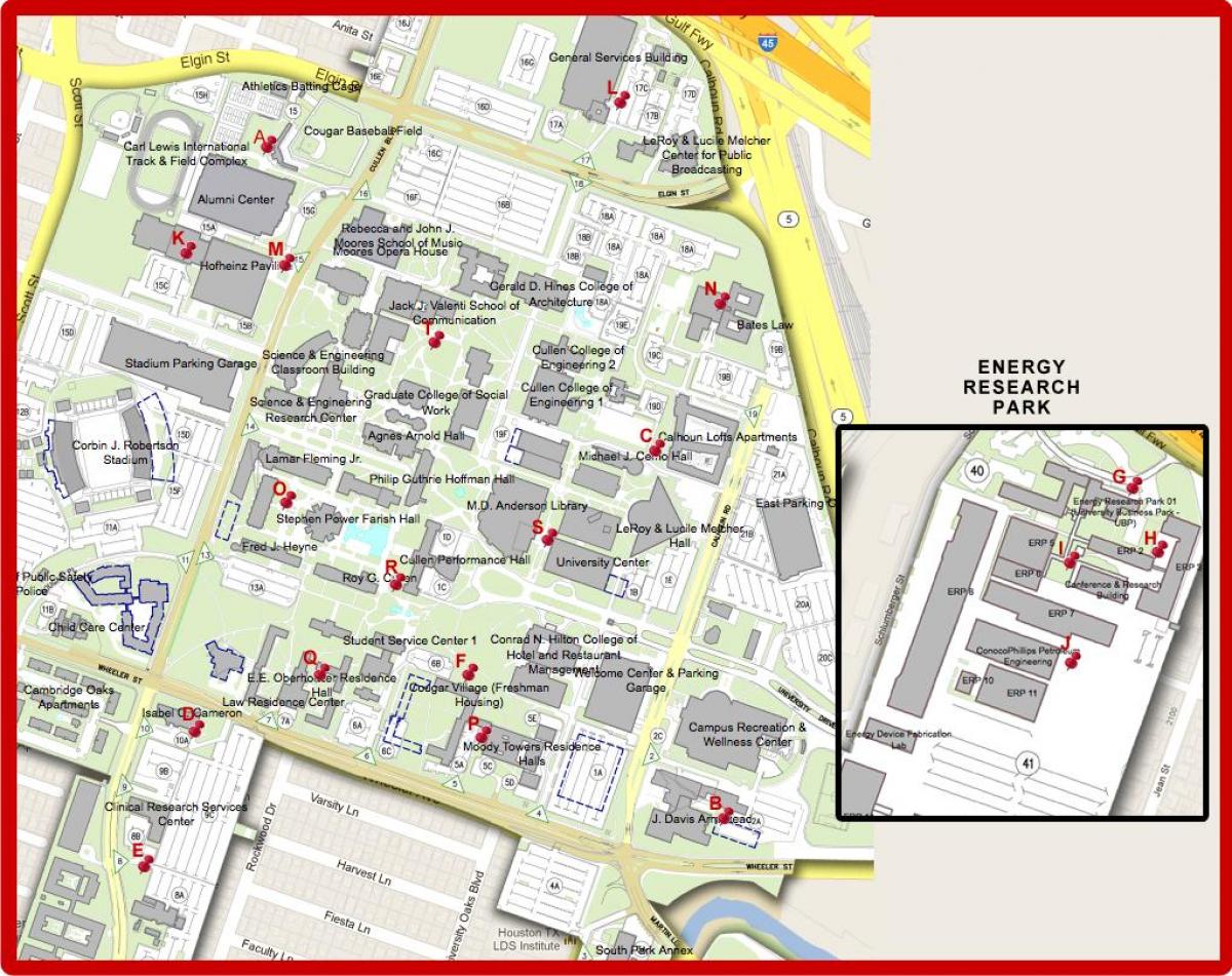 карта на университета на Хюстън