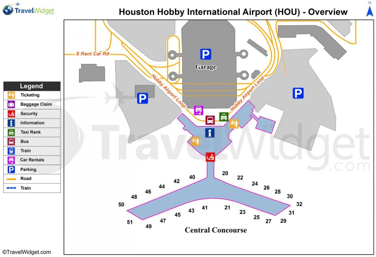 карта Хюстън летище
