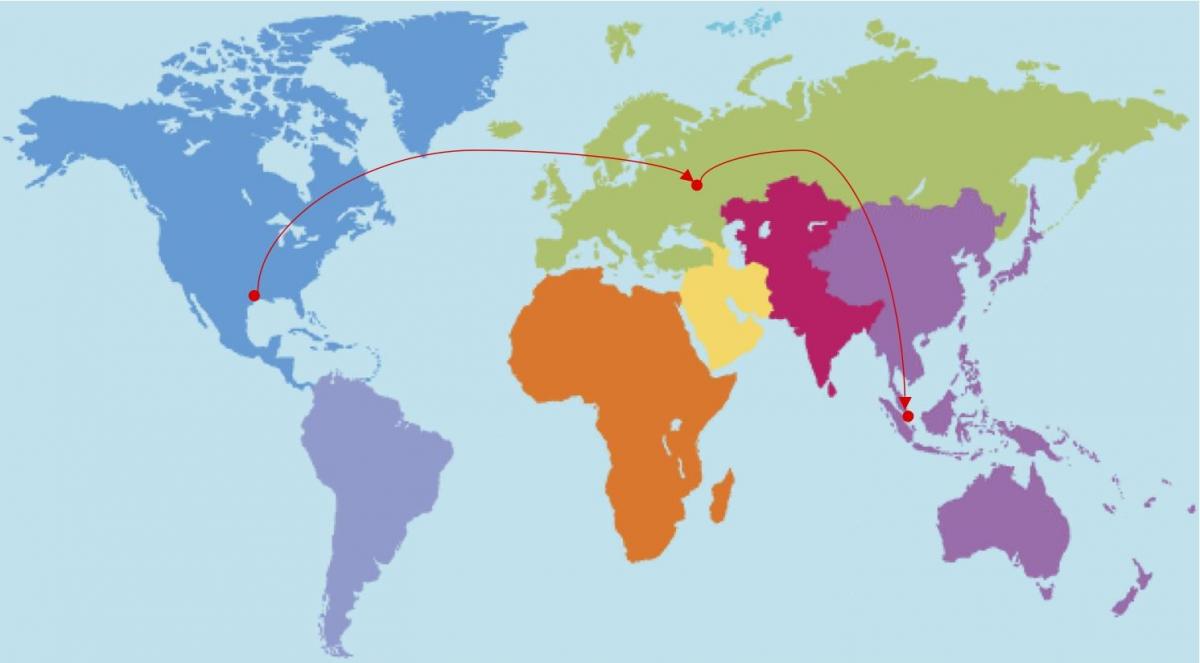 Хюстън върху картата на света