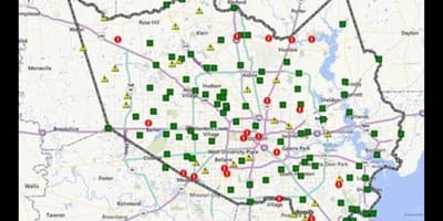 Карта на зоните на наводнения в Хюстън